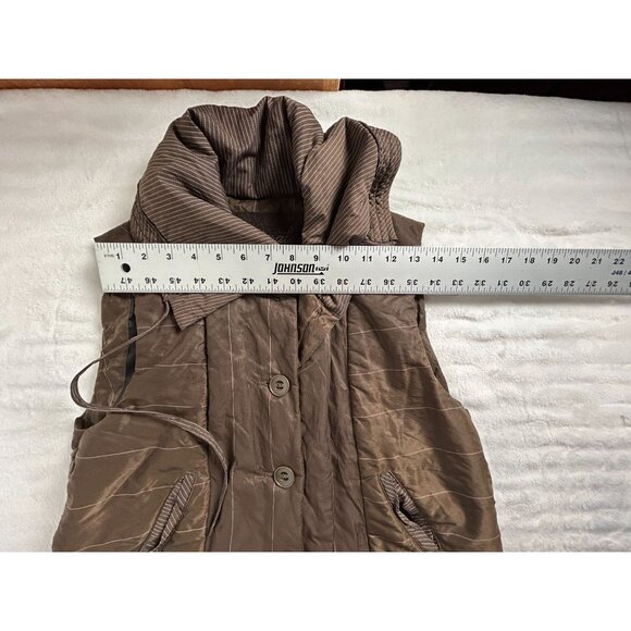 Animale Womens Quilted Brown Vest Jacket Oversized Collar Pockets Size 8 Outdoor - Picture 8 of 11